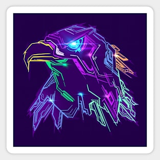 Neon Badass Cyberpunk Eagle Mecha Magnet